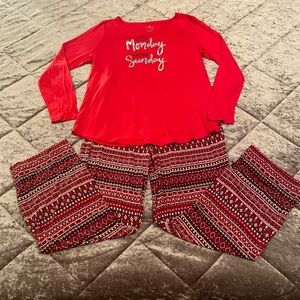 PIJAMA set of two pieces /pants and top women red size M